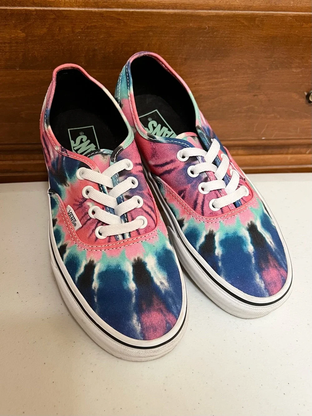Vans Authentic Tie-Dye Canvas Sneakers - Pink Blue Teal